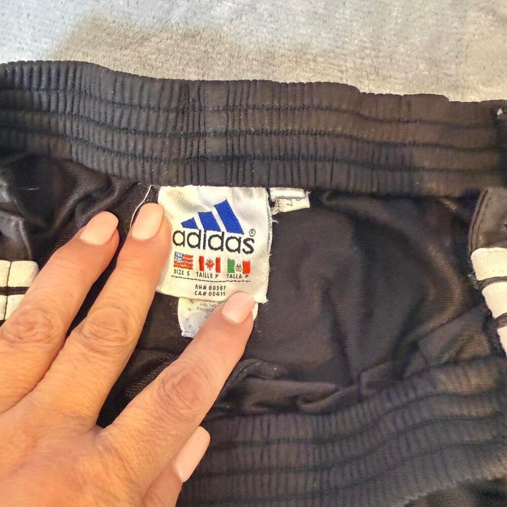 Adidas Snap Track Pants Black White Stripes Tear Away Y2K Vintage Mens S - Picture 4 of 8